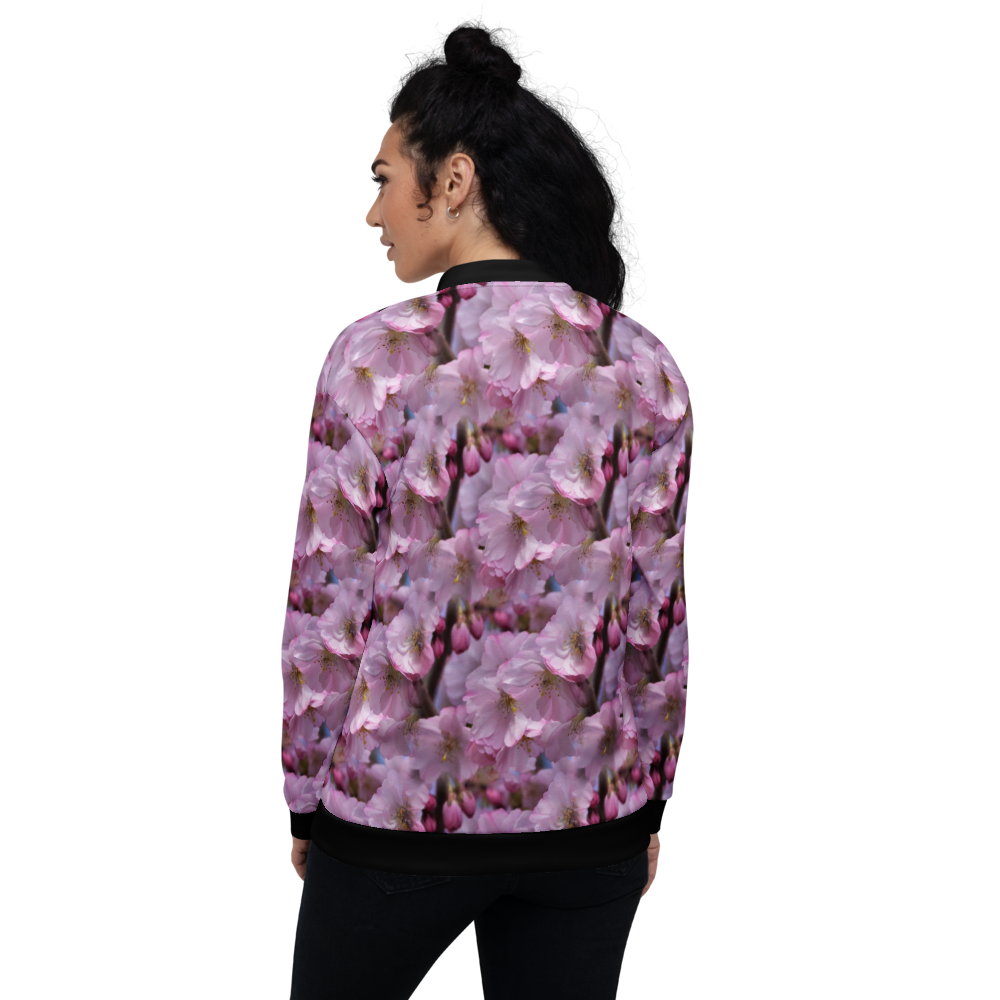 Pink Flower Bomber Jacket mockup