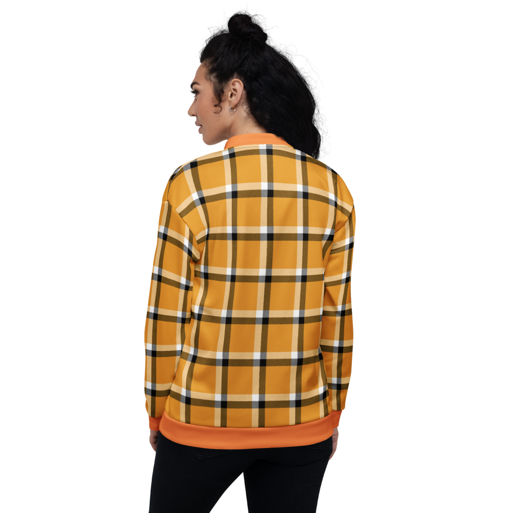 Light Orange Plaid Bomber Jacket