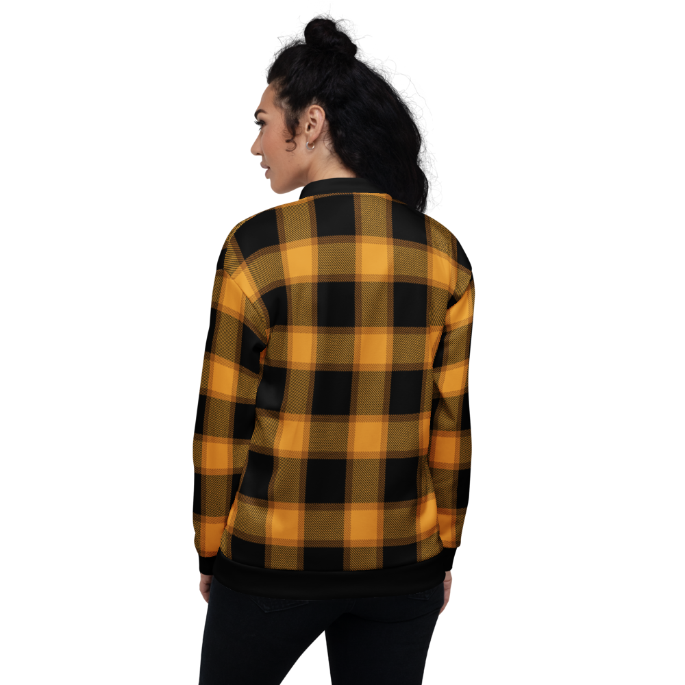 Orange Plaid Bomber Jacket