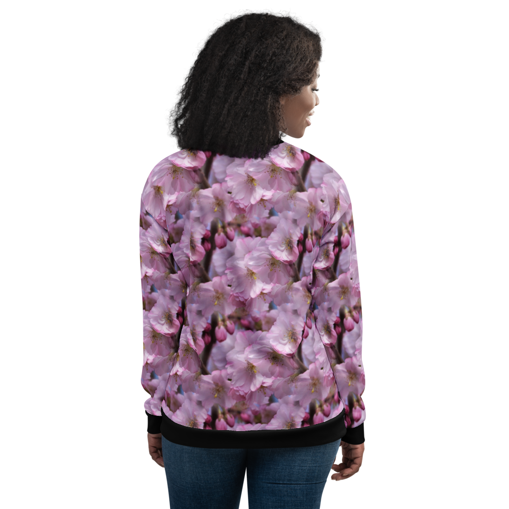 Pink Flower Bomber Jacket mockup