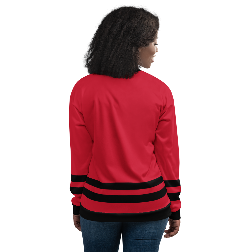 Red Stripe Bomber Jacket mockup