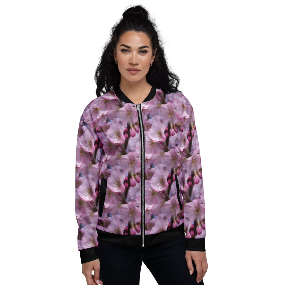 Pink Flower Bomber Jacket mockup