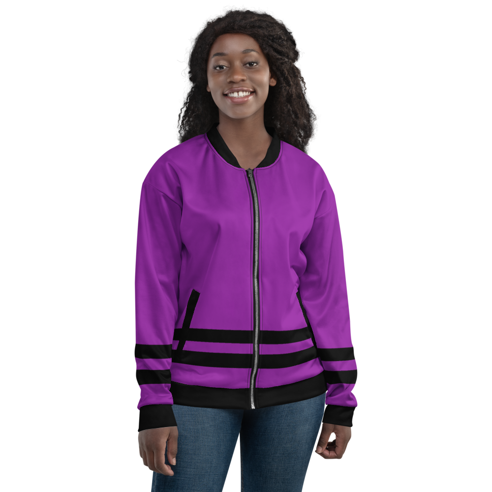 Purple Stripe Bomber Jacket