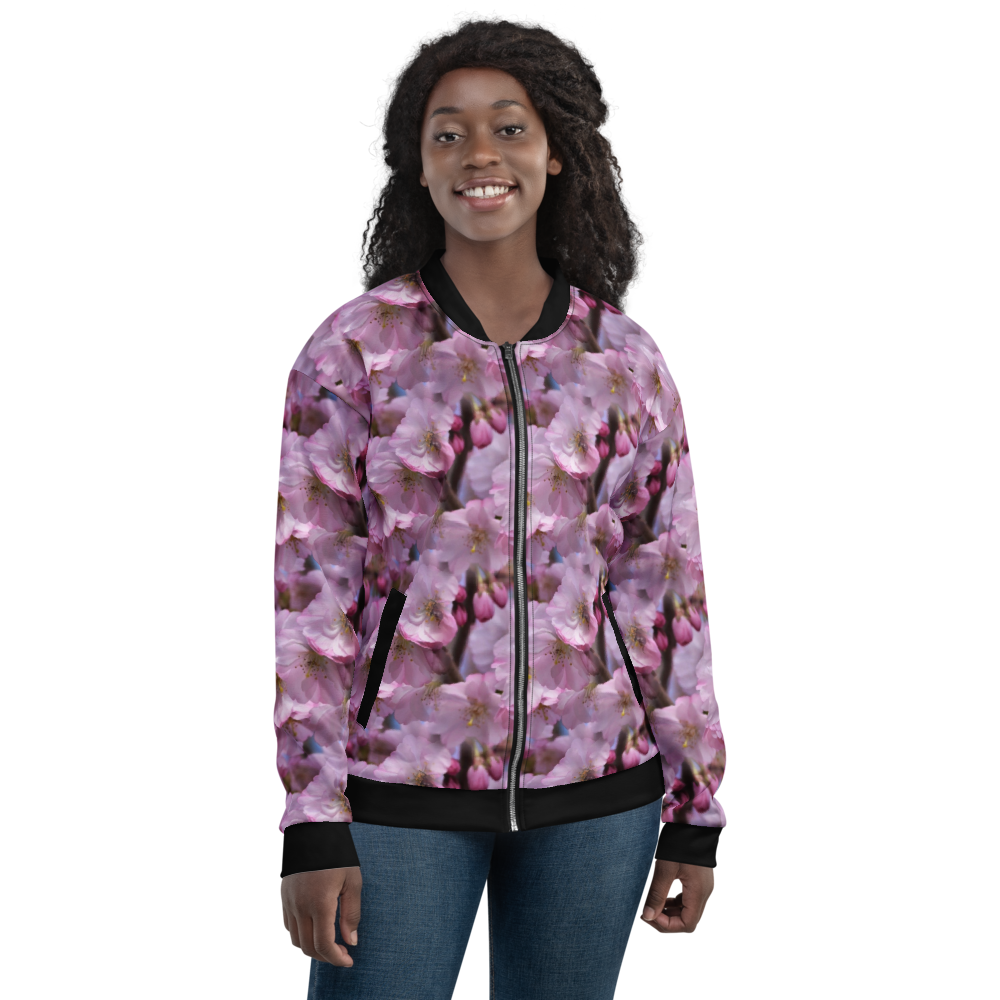 Pink Flower Bomber Jacket