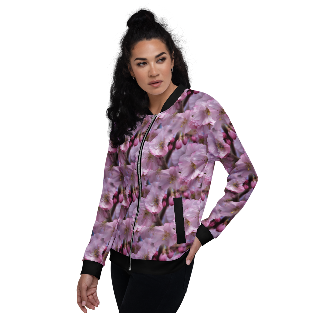 Pink Flower Bomber Jacket mockup