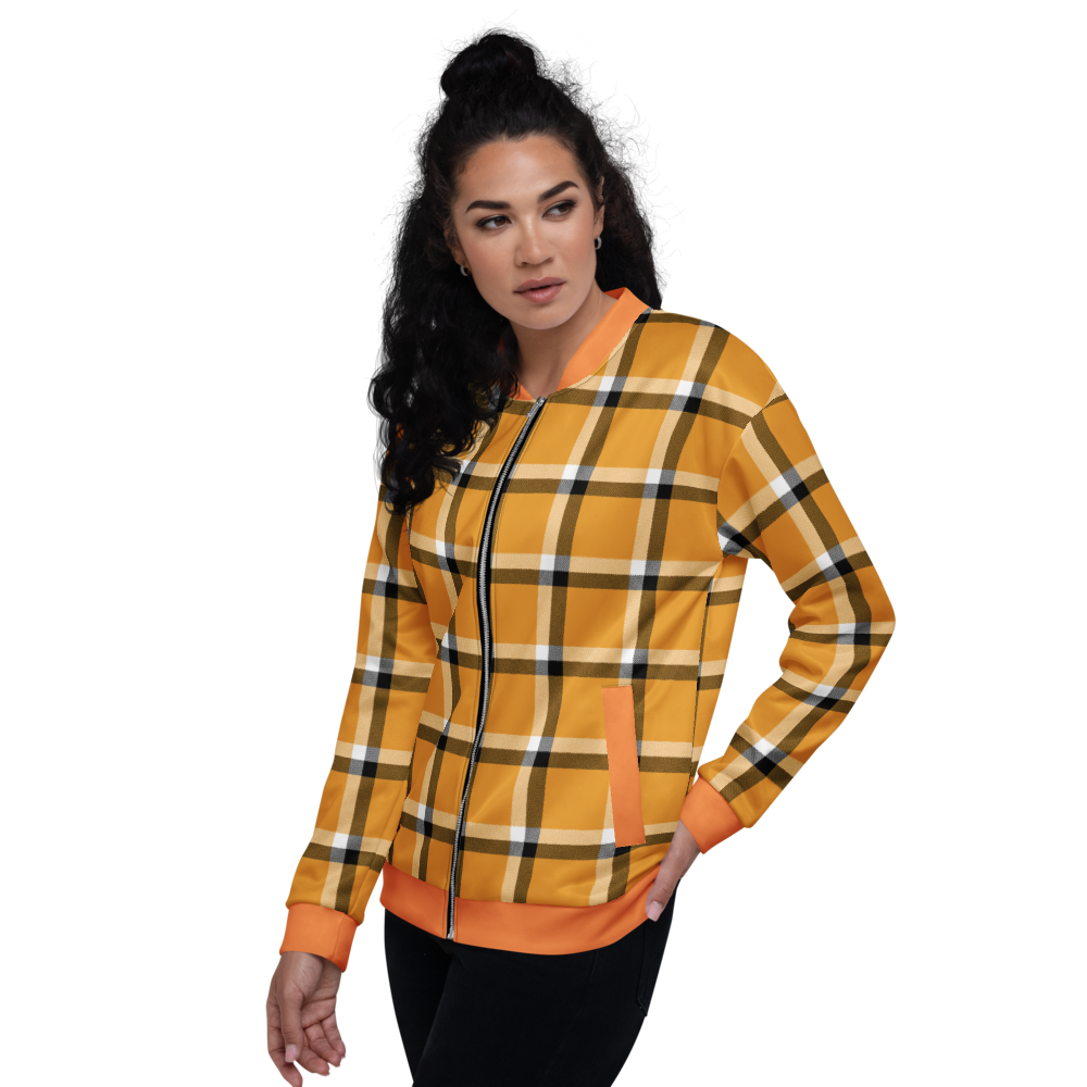 Light Orange Plaid Bomber Jacket mockup