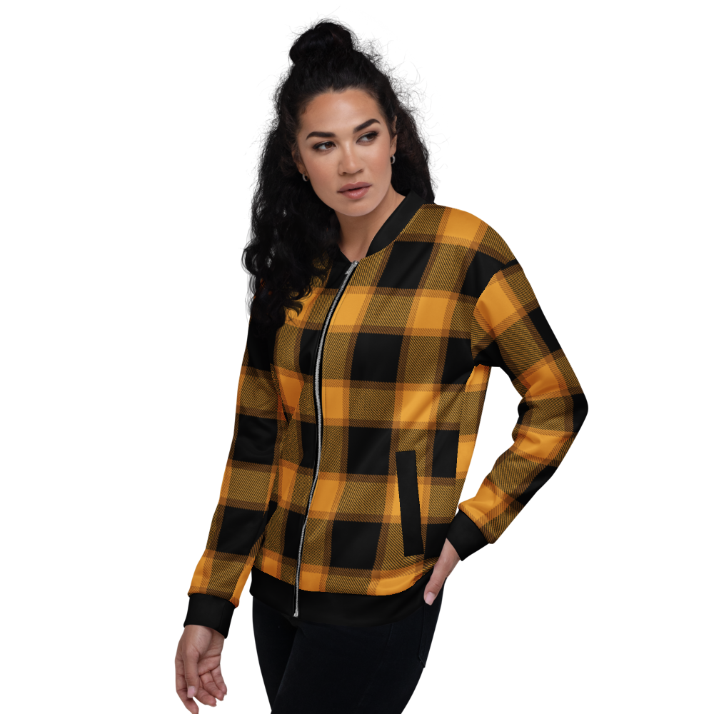 Orange Plaid Bomber Jacket mockup
