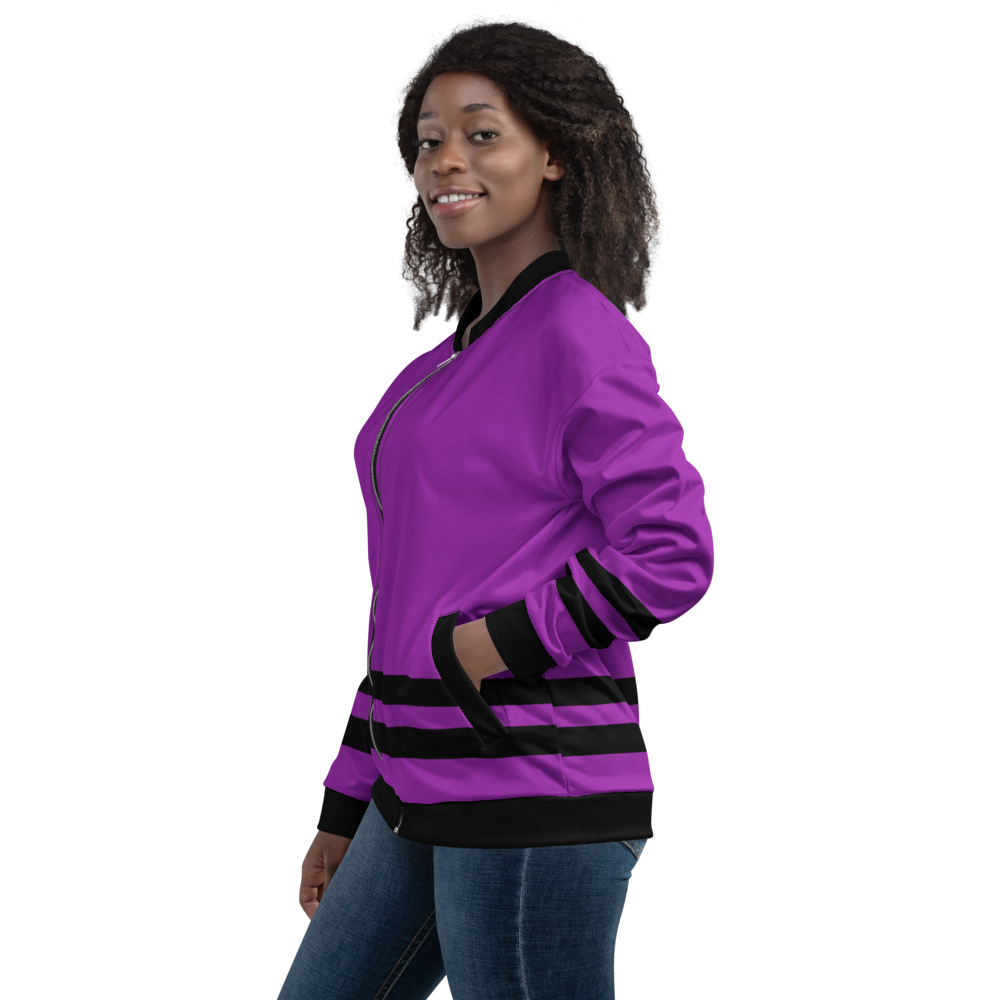 Purple Stripe Bomber Jacket mockup