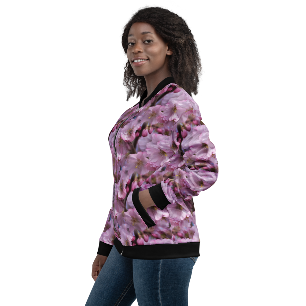 Pink Flower Bomber Jacket mockup