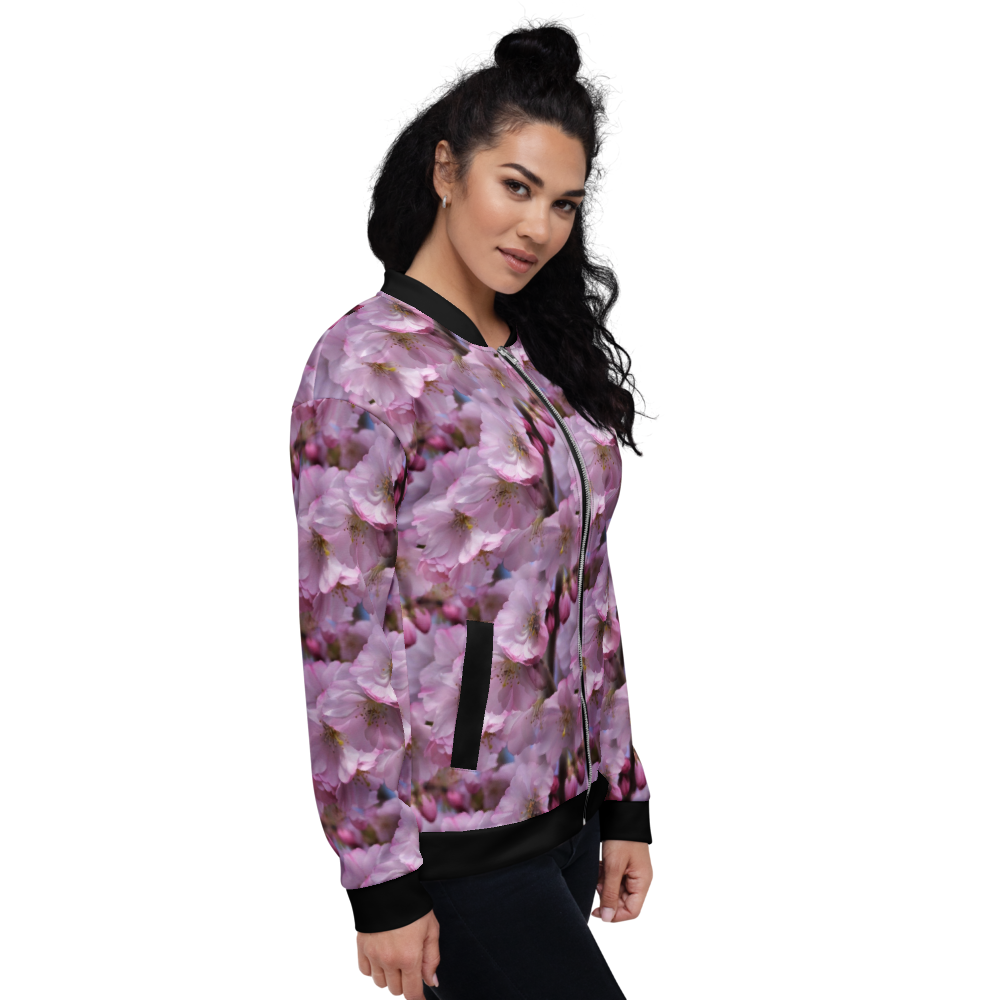 Pink Flower Bomber Jacket mockup
