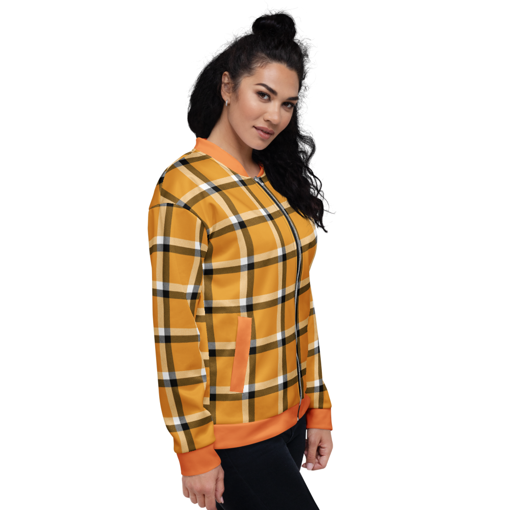 Light Orange Plaid Bomber Jacket mockup