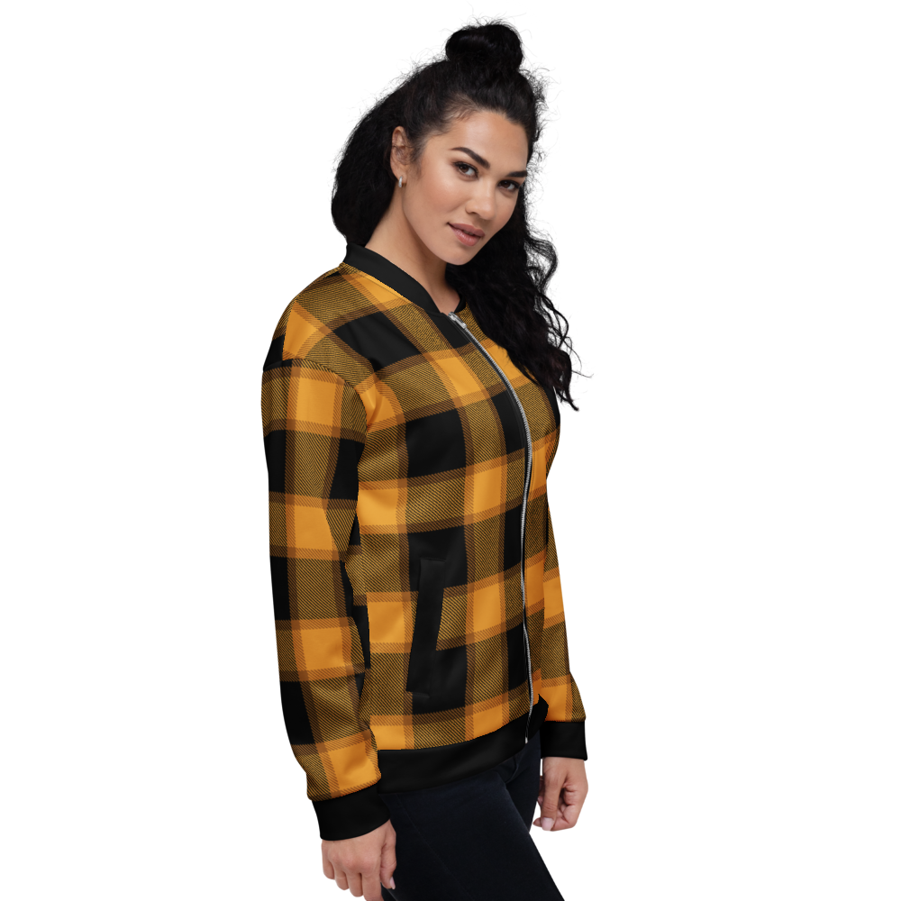 Orange Plaid Bomber Jacket mockup