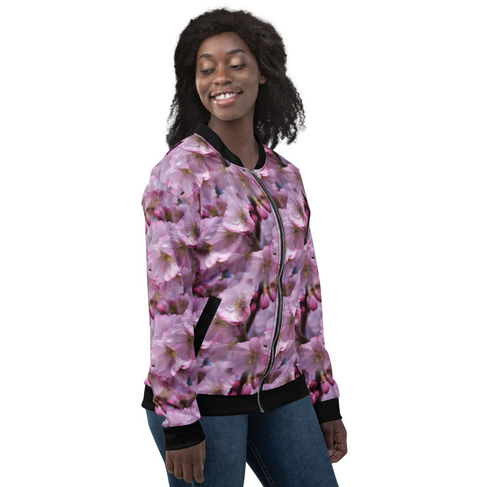 Pink Flower Bomber Jacket mockup